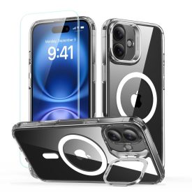  ESR CLASSIC HYBRID KICKSTAND HALOLOCK MAGSAFE & TEMPERED GLASS IPHONE 16 CLEAR