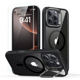   ESR CLASSIC HYBRID KICKSTAND HALOLOCK MAGSAFE & TEMPERED GLASS IPHONE 16 PRO MAX CLEAR/BLACK