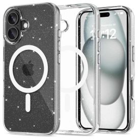   Tech–Protect Flexair Hybrid MagSafe iPhone 16 tok – Csillámos Átlátszó