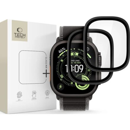 Tech–Protect Glass Ring Apple Watch Ultra 1 / 2 / 3 (49 mm) Üvegfólia Kerettel – Fekete (2db)