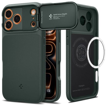 Spigen Optik Armor Mag Magsafe iPhone 17 Pro Max tok – Mélyzöld