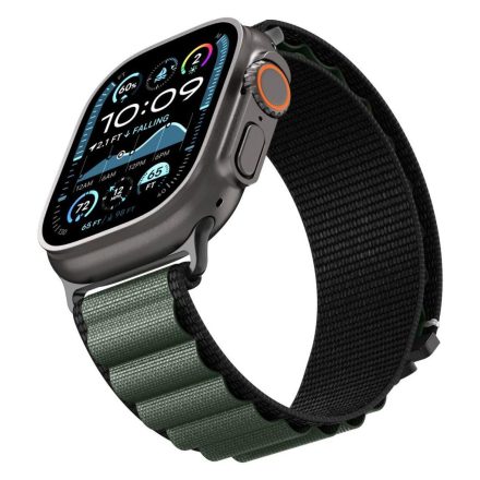 Spigen WBF1 Apple Watch 8 / 9 / 10 / 11 / SE / ULTRA (44 / 45 / 46 / 49 mm) Szövet óraszíj – Fekete/Zöld