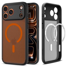   Spigen Ultra Hybrid Mag Magsafe iPhone 17 Pro Max tok – Matt Fekete/Narancssárga