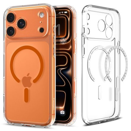Spigen Ultra Hybrid Mag Magsafe iPhone 17 Pro Max tok – Átlátszó/Narancssárga