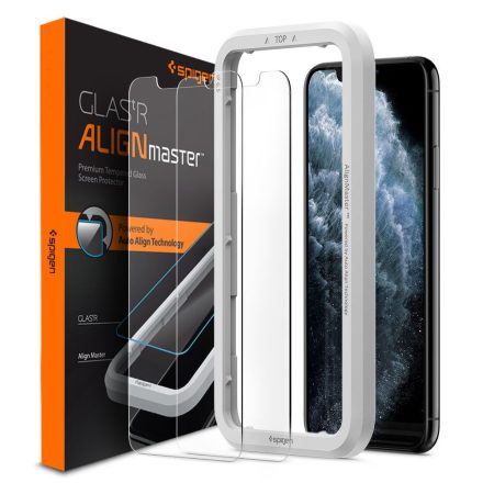 Üvegfólia Spigen Alm Glas.Tr Slim 2–darabos iPhone 11 / Xr Átlátszó