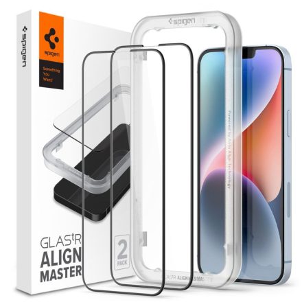 Üvegfólia Spigen Alm Glass Fc 2–darabos iPhone 13 / 13 Pro / 14 / 16e / 17E Fekete