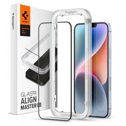 Üvegfólia Spigen Alm Glass Fc iPhone 13 / 13 Pro / 14 / 16e / 17E Fekete