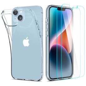   Spigen Crystal  iPhone 14 Plus / 15 Plus tok üvegfóliával – Kristálytiszta