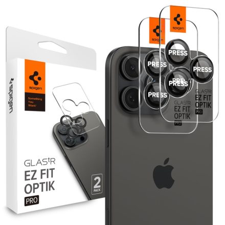 Kameravédő Spigen Optik Pro Glas.Tr ”Ez Fit” Camera Protector 2–darabos iPhone 14 Pro / Max / 15 Pro / Max / 16 Pro / Max / 17 Pro / Max Fekete