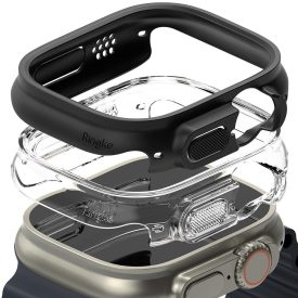   Ringke Slim 2–darabos Apple Watch Ultra 1 / 2 / 3 (49 mm) tok – Átlátszó & Matt Fekete