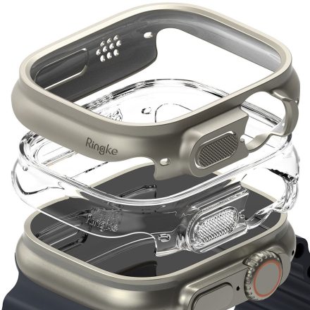 Ringke Slim 2–darabos Apple Watch Ultra 1 / 2 / 3 (49 mm) tok – Átlátszó & Titán Szürke