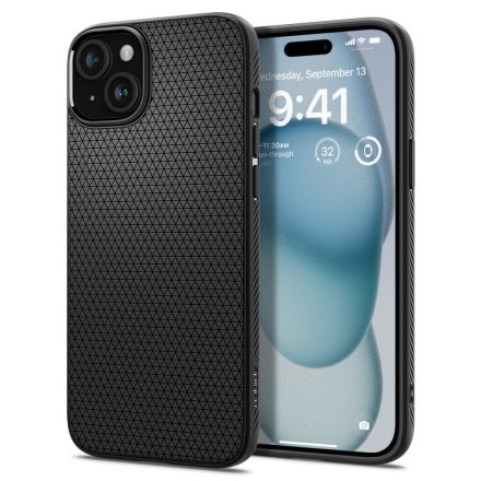 Spigen Liquid Air iPhone 15 Matt tok – Fekete
