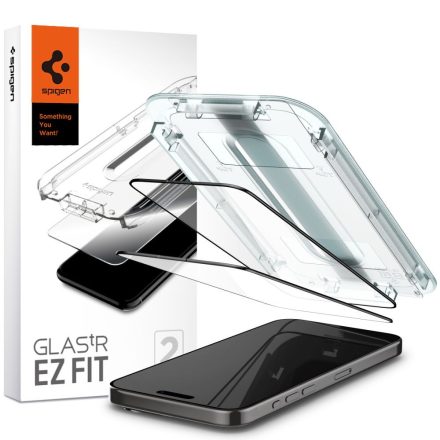 Üvegfólia Spigen Glas.Tr ”Ez Fit” Fc 2–darabos iPhone 15 Pro Fekete