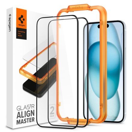 Üvegfólia Spigen Alm Glass Fc 2–darabos iPhone 15 Fekete