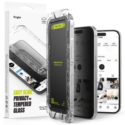 Üvegfólia Ringke Easy Slide 2–darabos iPhone 16 Pro Max Privacy