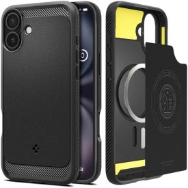   Spigen Rugged Armor Mag Magsafe iPhone 16 Matt tok – Fekete