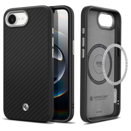 Spigen Enzo Aramid Mag Magsafe iPhone 16e / 17e tok – Matt Fekete