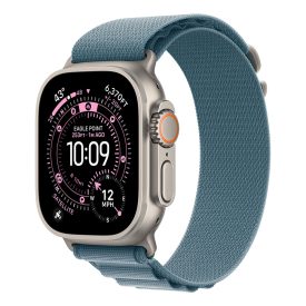   Apple Watch Ultra 3 Cellular 49mm Natúr titán tokkal Világoskék Alpesi pánttal - L